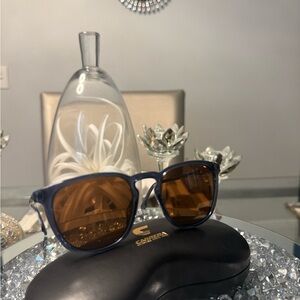 Carrera Sunglasses Blue Frame Brown Lens Square Style w/ Case New Authentic